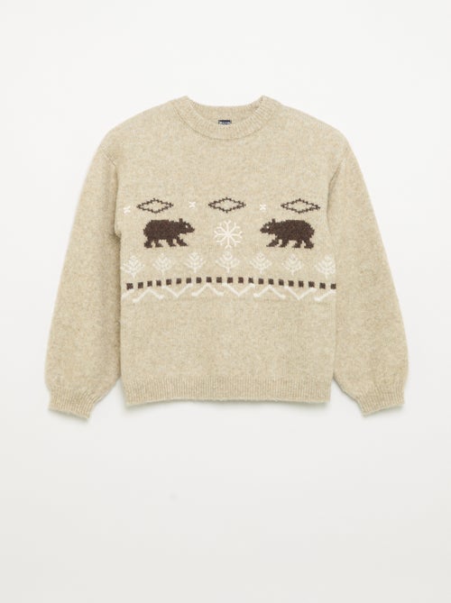 Camisola de malha jacquard com motivos 'urso' - Kiabi