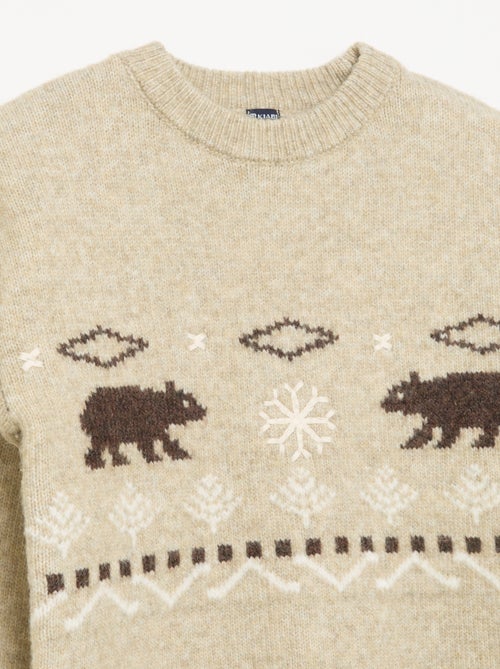 Camisola de malha jacquard com motivos 'urso' - Kiabi