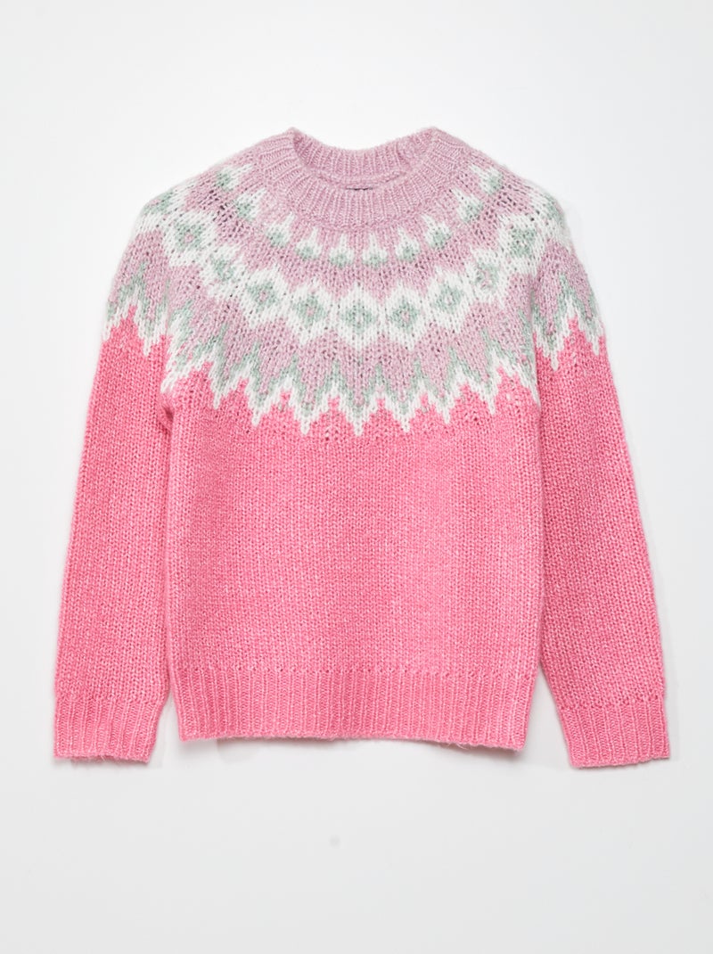 Camisola de malha jacquard Rosa - Kiabi