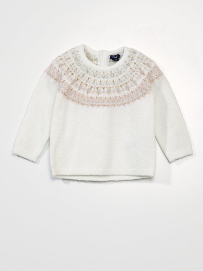 Camisola de malha jacquard suave BRANCO - Kiabi