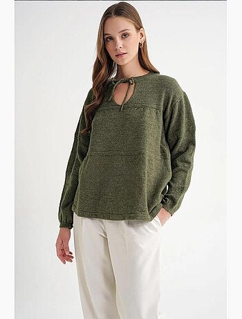 Camisola de malha larga com detalhe de laço mixray