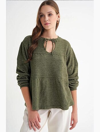 Camisola de malha larga com detalhe de laço mixray