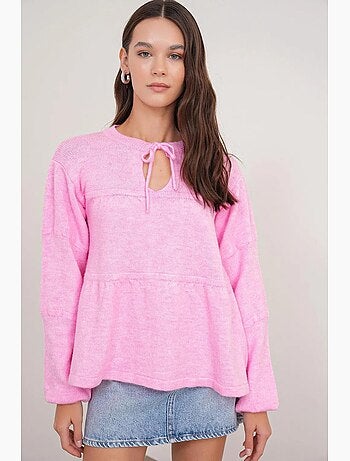 Camisola de malha larga com detalhe de laço mixray