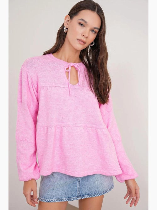 Camisola de malha larga com detalhe de laço mixray - Kiabi