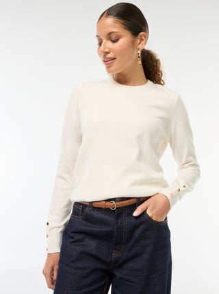 Camisola de malha leve com gola redonda