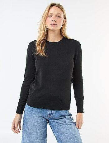 Camisola de malha leve com gola redonda