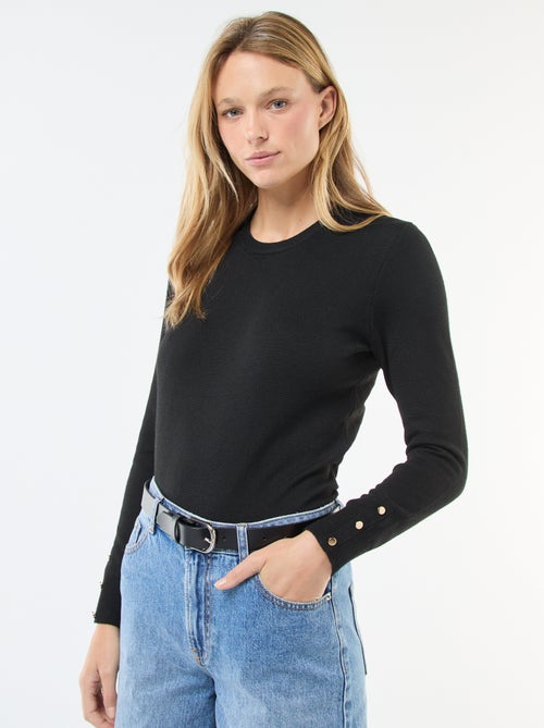 Camisola de malha leve com gola redonda - Kiabi