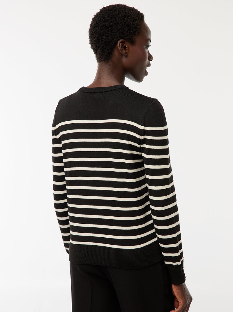 Camisola de malha leve com gola redonda Preto - Kiabi