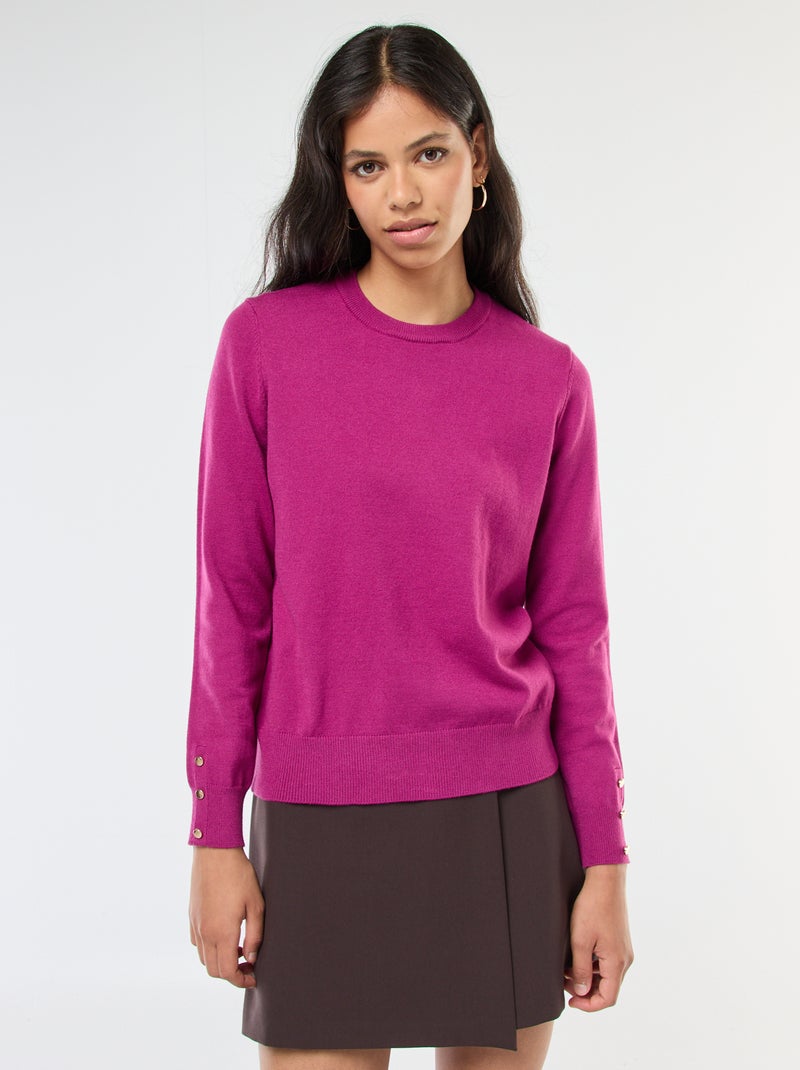 Camisola de malha leve com gola redonda Violeta - Kiabi