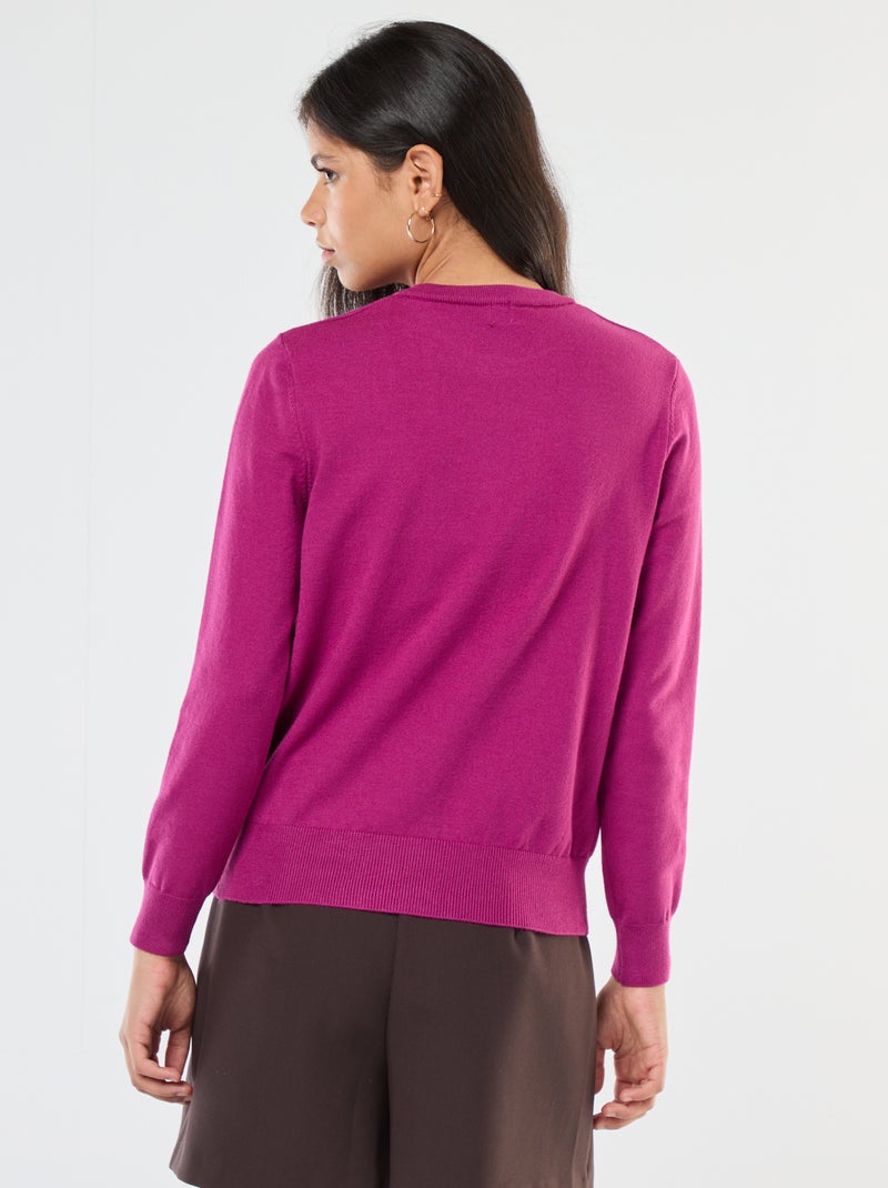 Camisola de malha leve com gola redonda Violeta - Kiabi