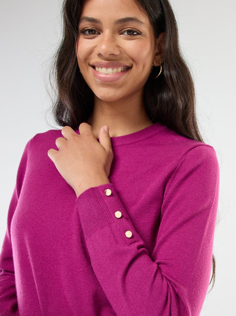 Camisola de malha leve com gola redonda Violeta - Kiabi