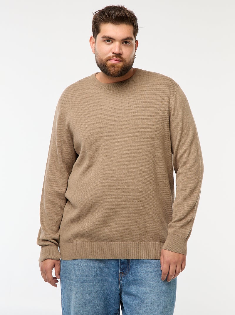 Camisola de malha lisa Castanho - Kiabi