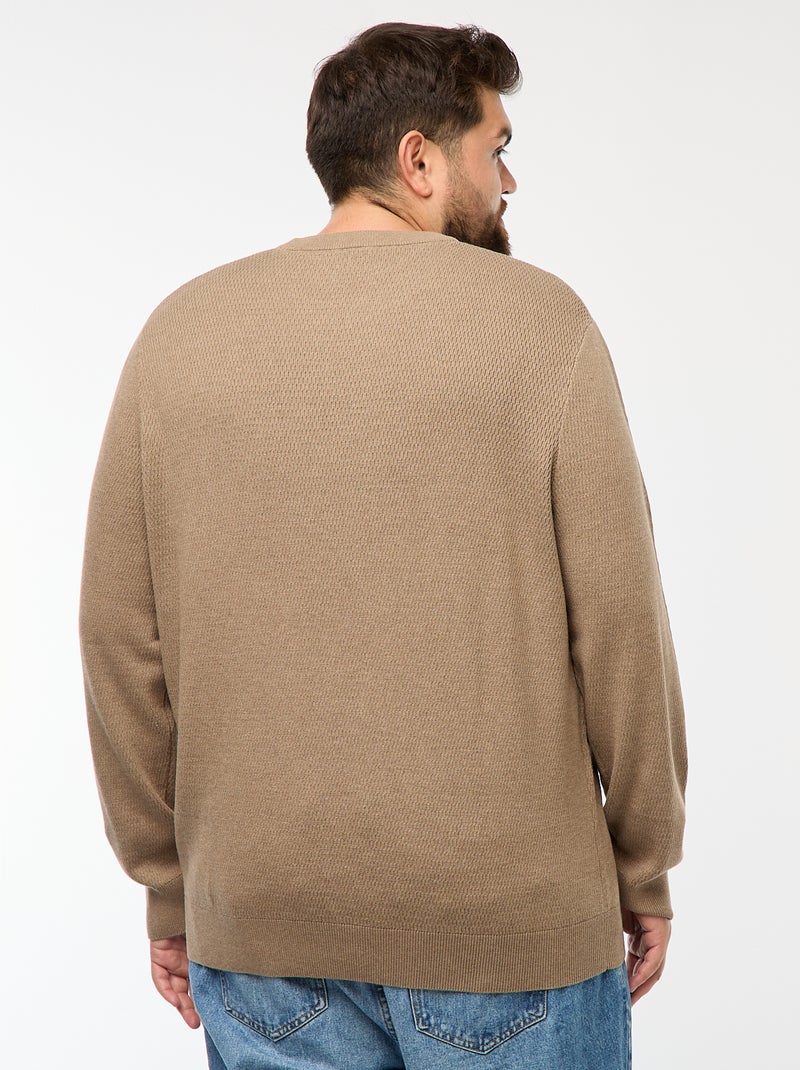 Camisola de malha lisa Castanho - Kiabi