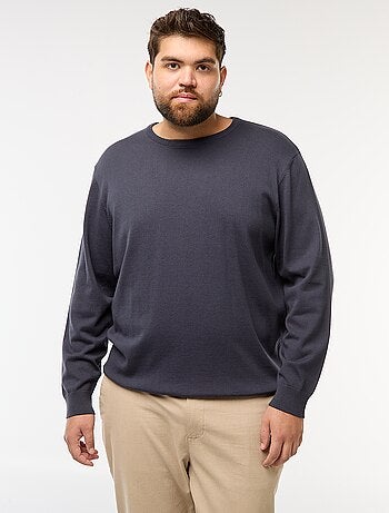 Camisola de malha lisa com gola redonda