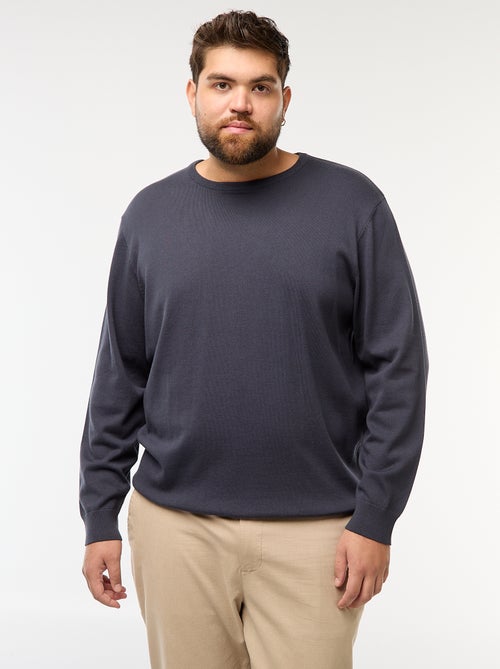 Camisola de malha lisa com gola redonda - Kiabi