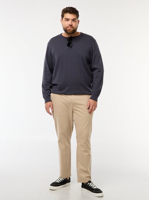 Camisola de malha lisa com gola redonda - Kiabi