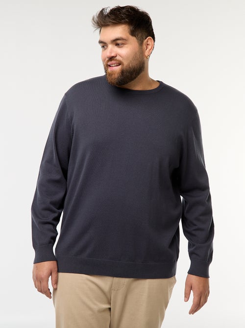 Camisola de malha lisa com gola redonda - Kiabi