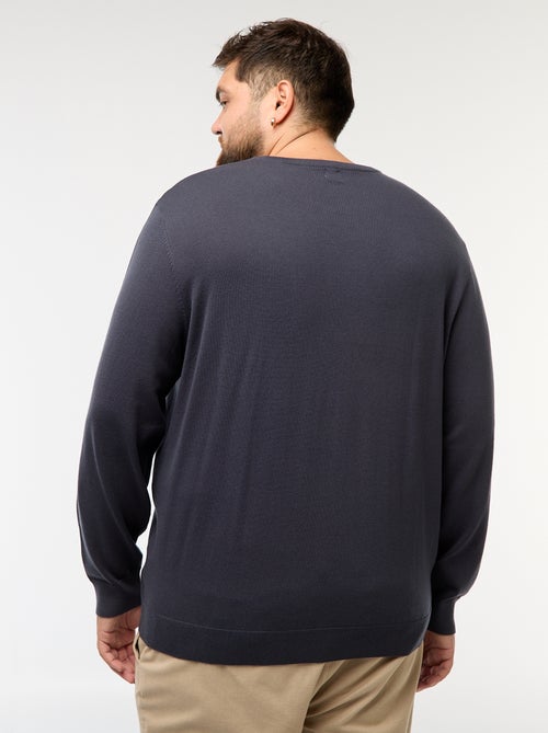 Camisola de malha lisa com gola redonda - Kiabi