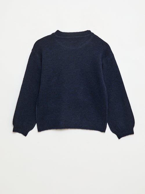 Camisola de malha lisa com gola redonda - Kiabi