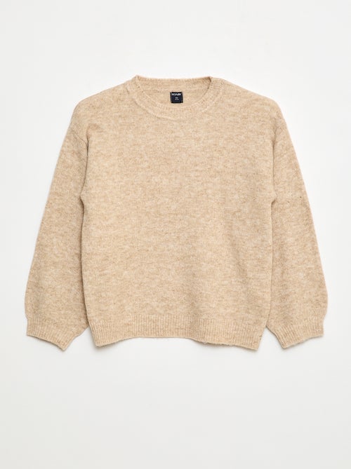 Camisola de malha lisa com gola redonda - Kiabi