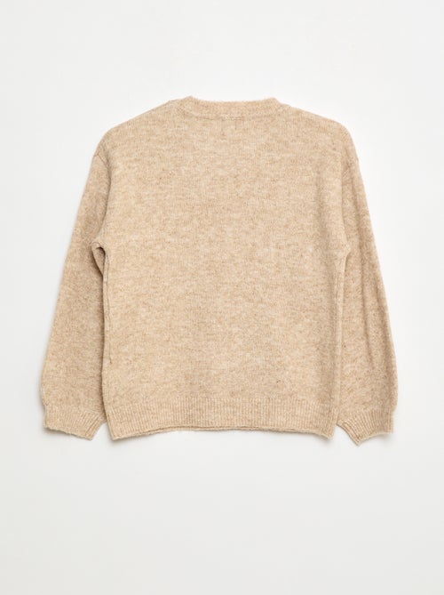 Camisola de malha lisa com gola redonda - Kiabi