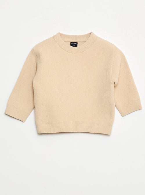 Camisola de malha lisa com gola redonda - Kiabi