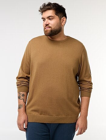 Camisola de malha lisa com gola redonda