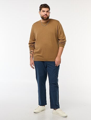 Camisola de malha lisa com gola redonda