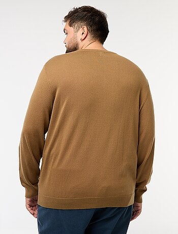 Camisola de malha lisa com gola redonda