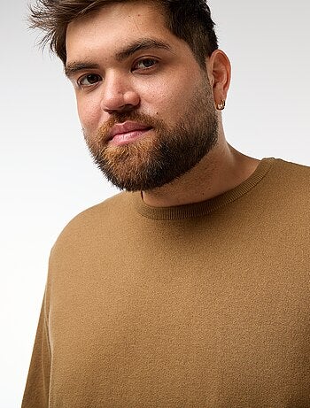 Camisola de malha lisa com gola redonda