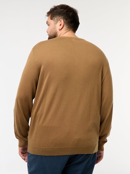 Camisola de malha lisa com gola redonda - Kiabi