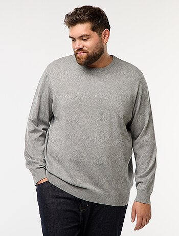 Camisola de malha lisa com gola redonda