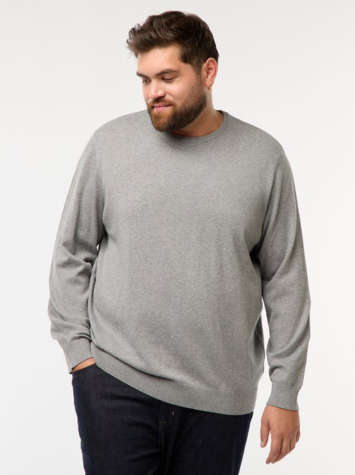 Camisola de malha lisa com gola redonda - Kiabi