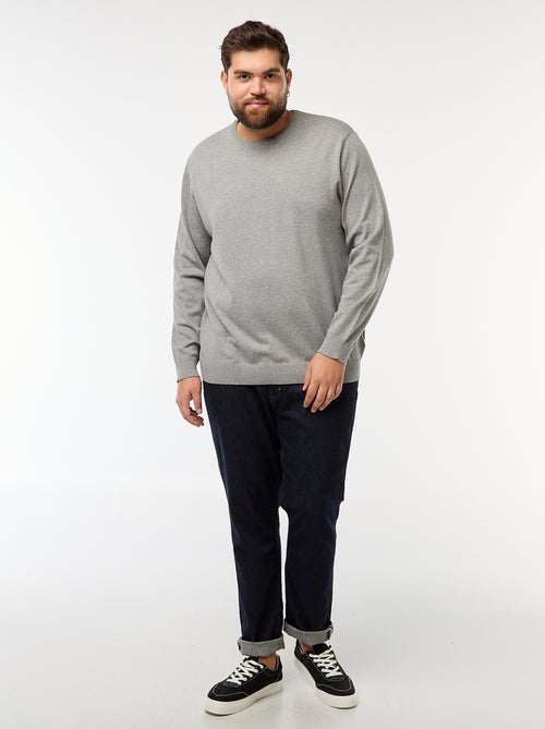 Camisola de malha lisa com gola redonda - Kiabi