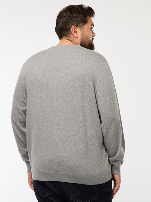 Camisola de malha lisa com gola redonda - Kiabi