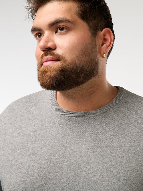 Camisola de malha lisa com gola redonda - Kiabi