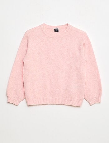 Camisola de malha lisa com gola redonda