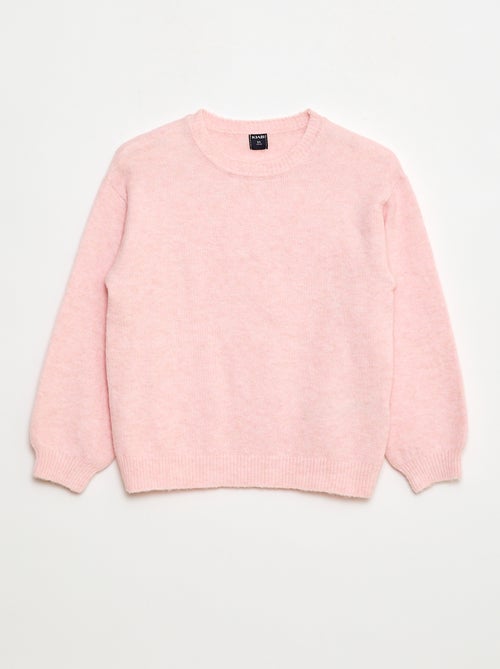 Camisola de malha lisa com gola redonda - Kiabi