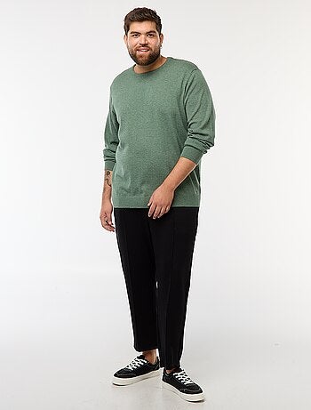 Camisola de malha lisa com gola redonda