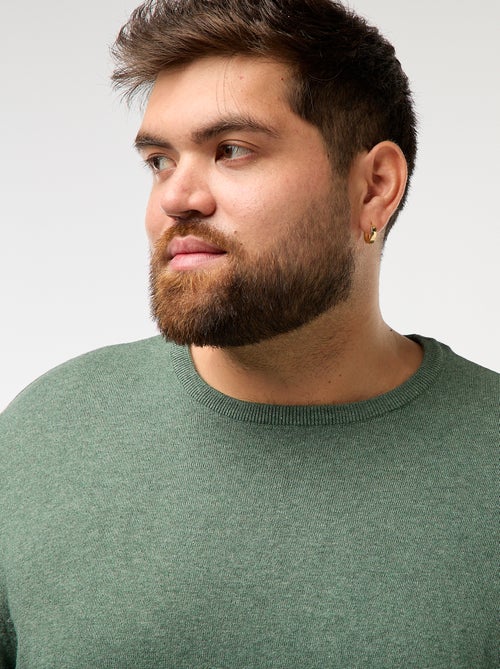 Camisola de malha lisa com gola redonda - Kiabi