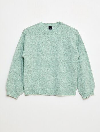 Camisola de malha lisa com gola redonda