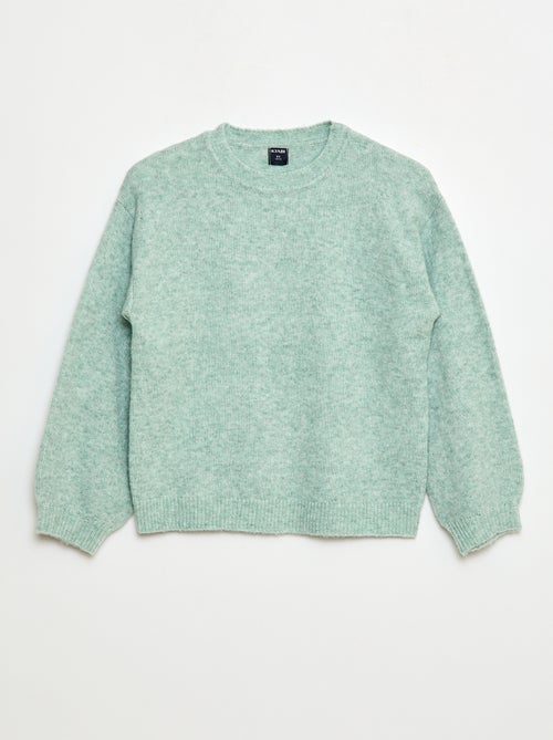 Camisola de malha lisa com gola redonda - Kiabi