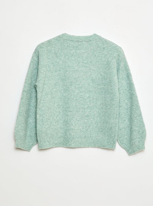 Camisola de malha lisa com gola redonda - Kiabi