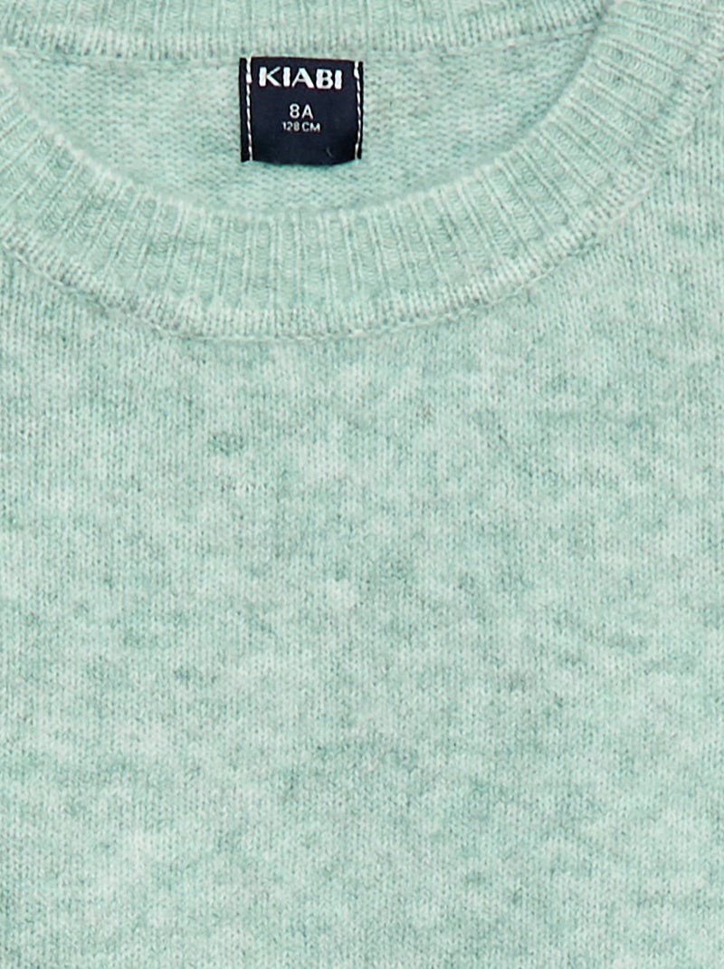 Camisola de malha lisa com gola redonda Verde - Kiabi
