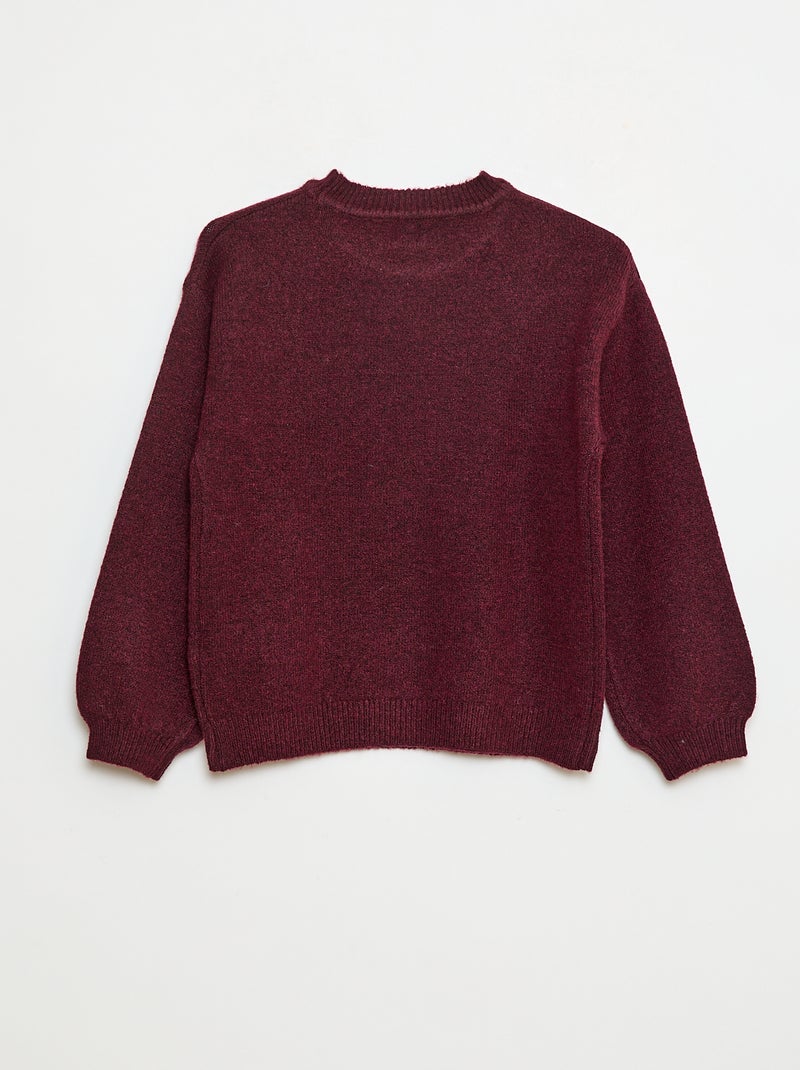Camisola de malha lisa com gola redonda Vermelho - Kiabi