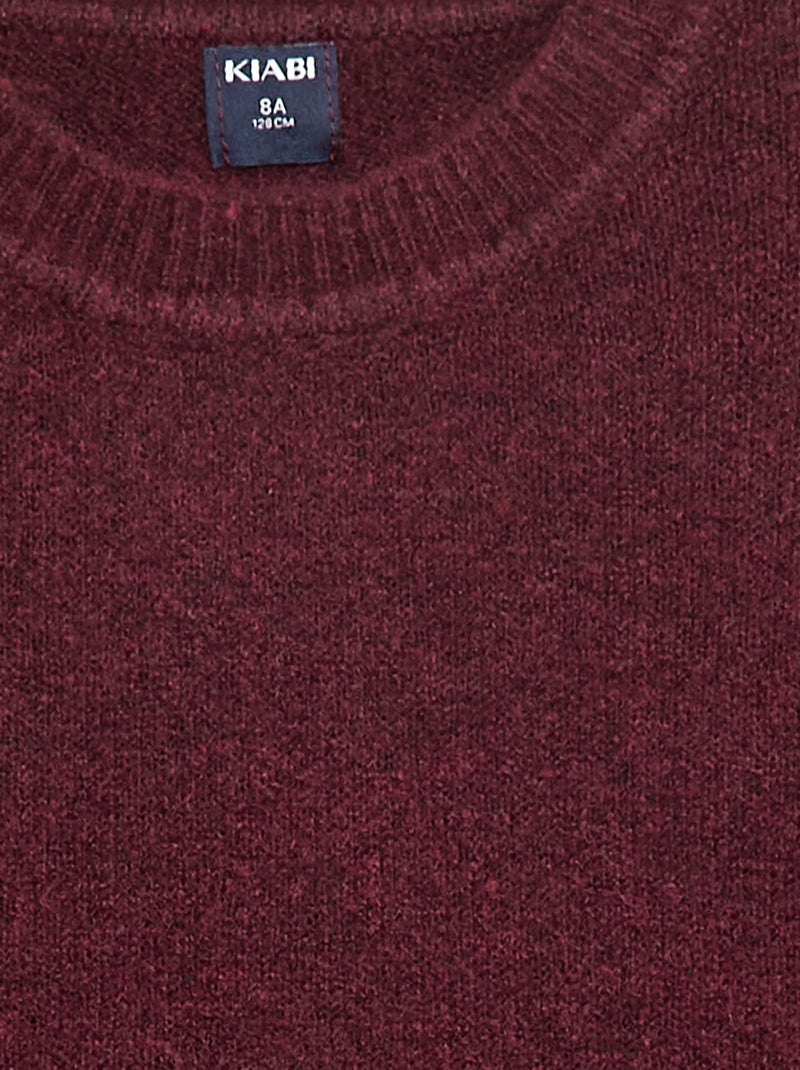 Camisola de malha lisa com gola redonda Vermelho - Kiabi