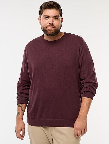 Camisola de malha lisa com gola redonda