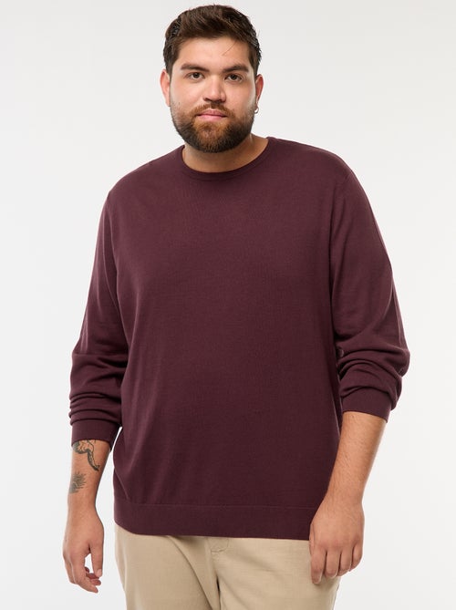 Camisola de malha lisa com gola redonda - Kiabi