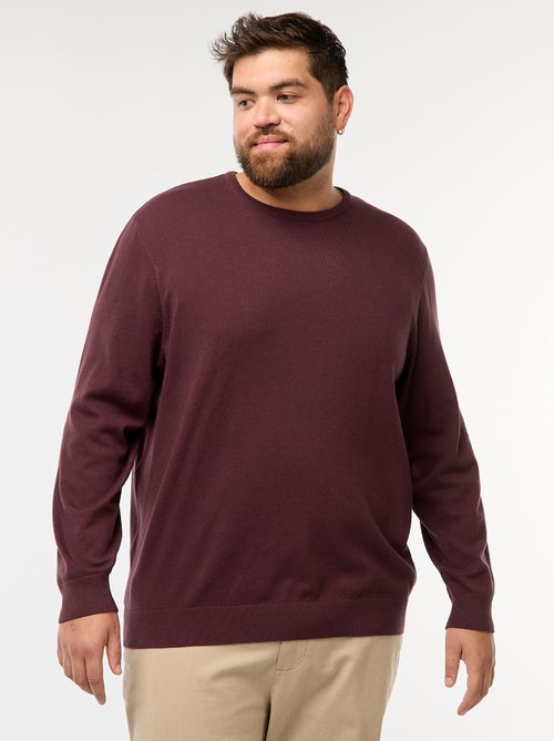 Camisola de malha lisa com gola redonda - Kiabi