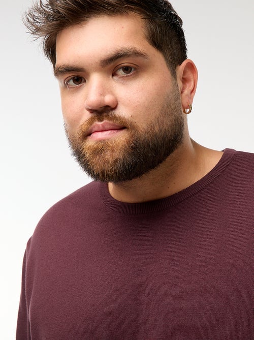 Camisola de malha lisa com gola redonda - Kiabi